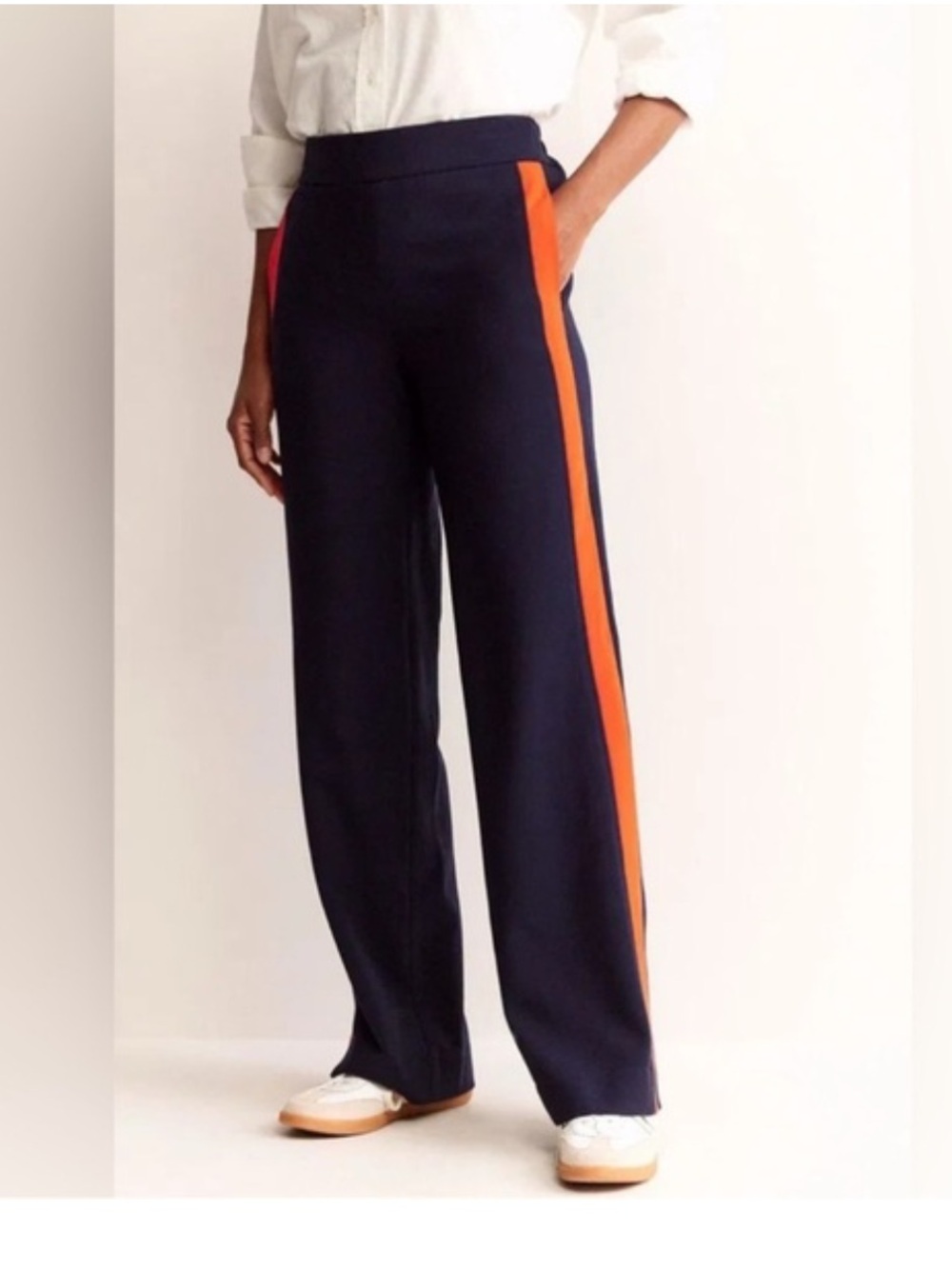 Boden Wide Leg Navy with Orange Stripe NEW